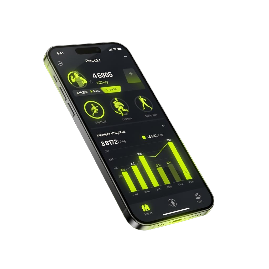OptiGyms mobile app showing member dashboard